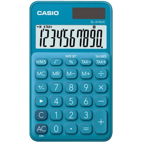 Calcolatrice tascabile CASIO 10 cifre - solare e batteria Blu - SL-310UC-BU-W-EC